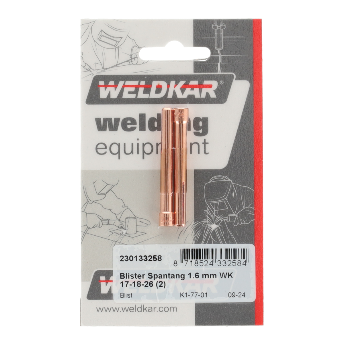 Weldkar spantanghouder 1.6mm WK 17-18-26 2 stuks
