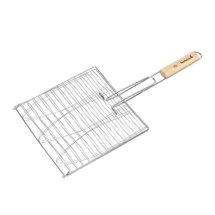 Barbecook visgrill voor 3 vissen met houten handgreep