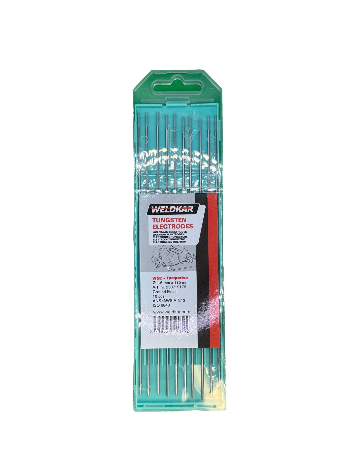 Wolfraam elektrode turquoise 1.6mm x 175mm 10 stuks