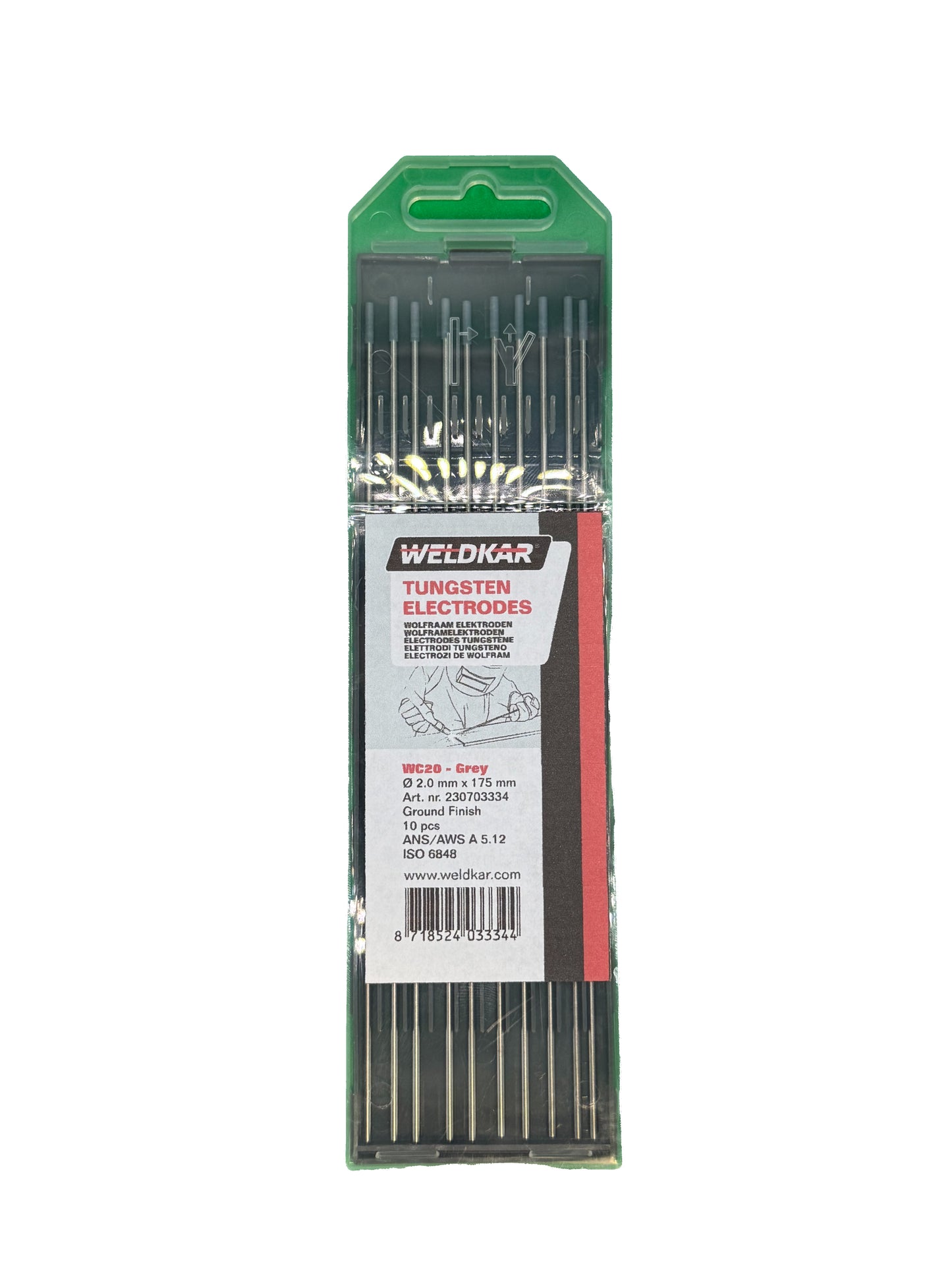 Wolfraam elektrode grijs 2.0mm x 175mm 10 stuks