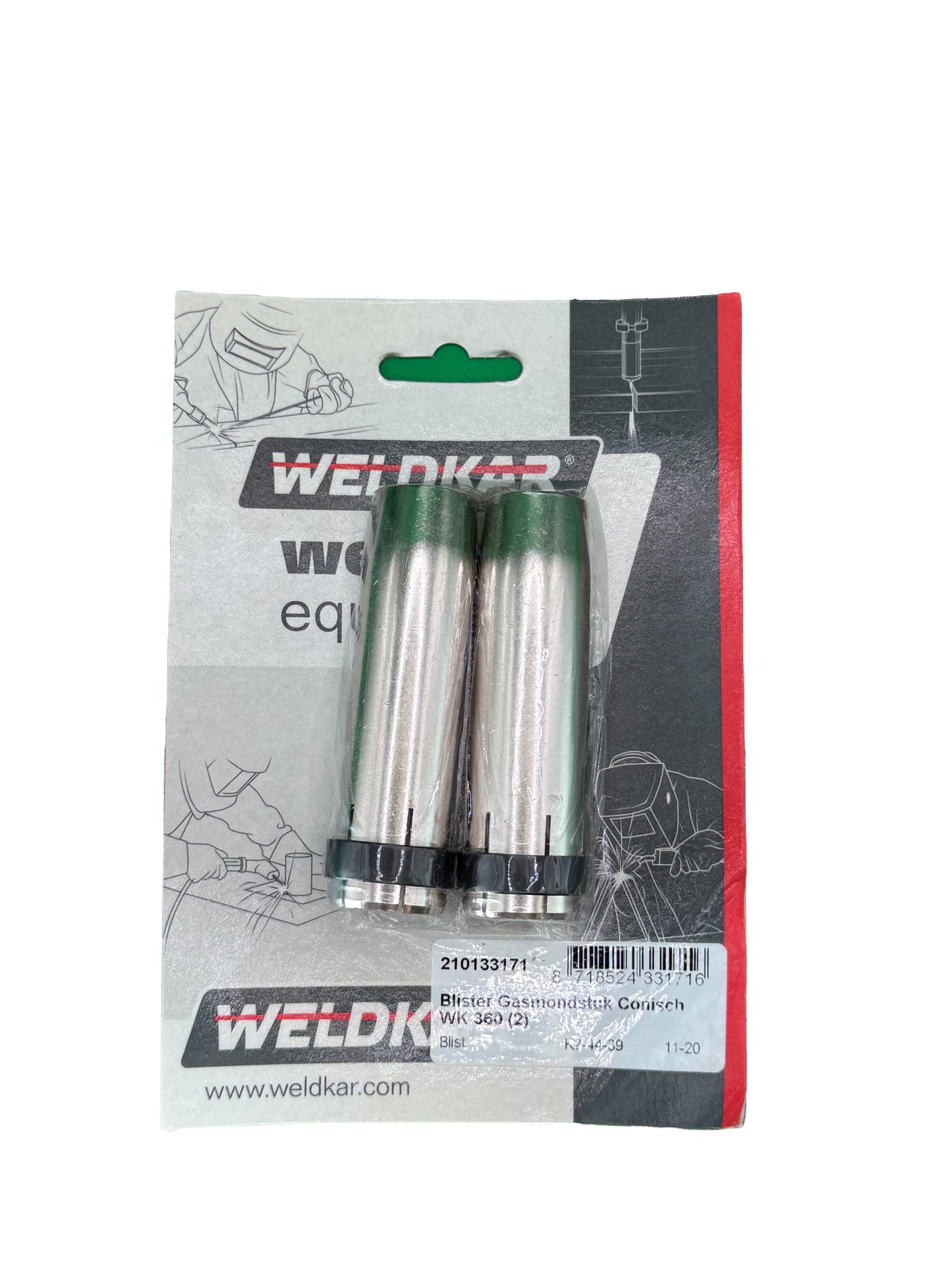 Gasmondstuk conisch weldkar 360 2 stuks