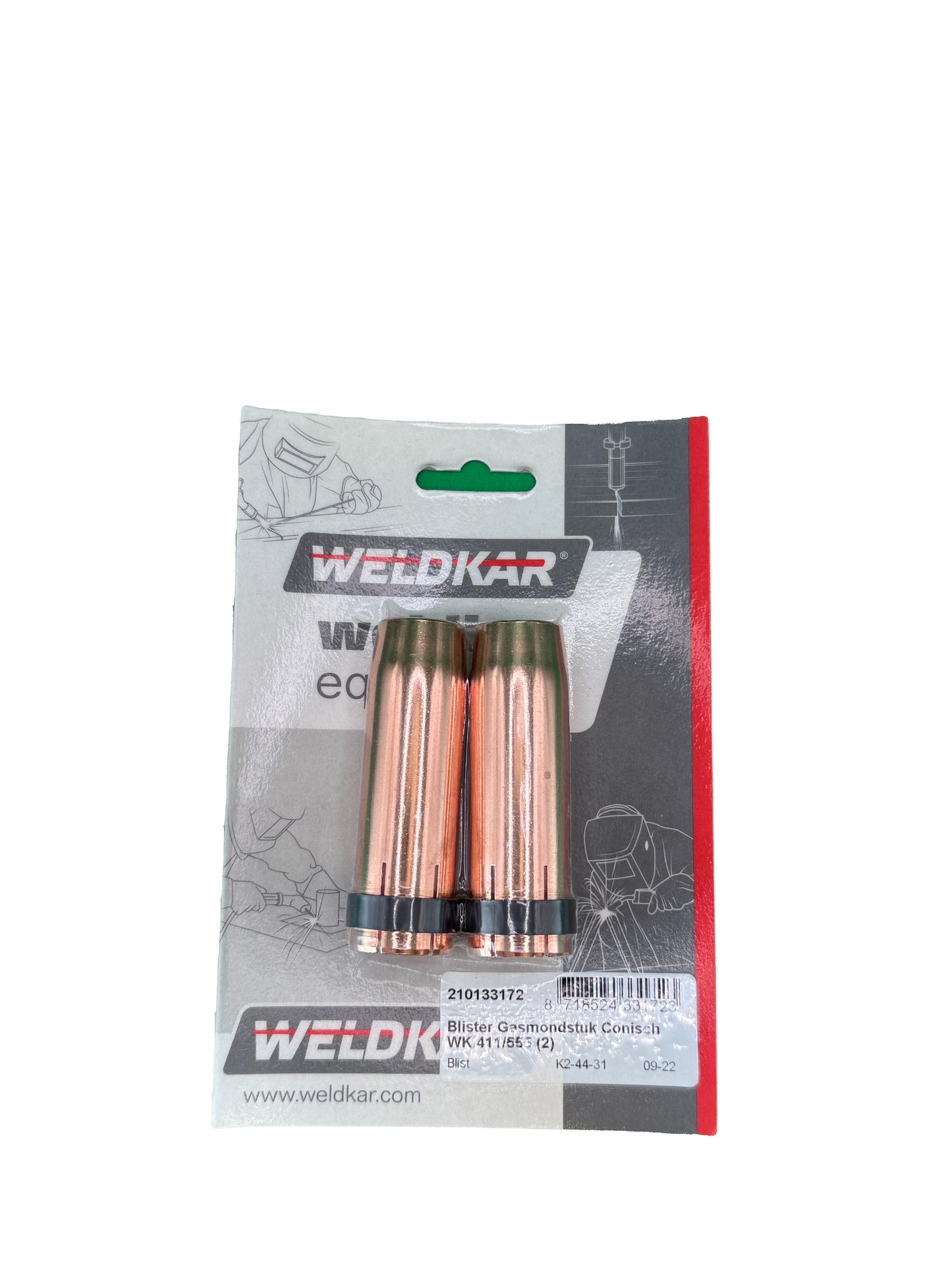 Gasmondstuk conish weldkar 411/555 2 stuks