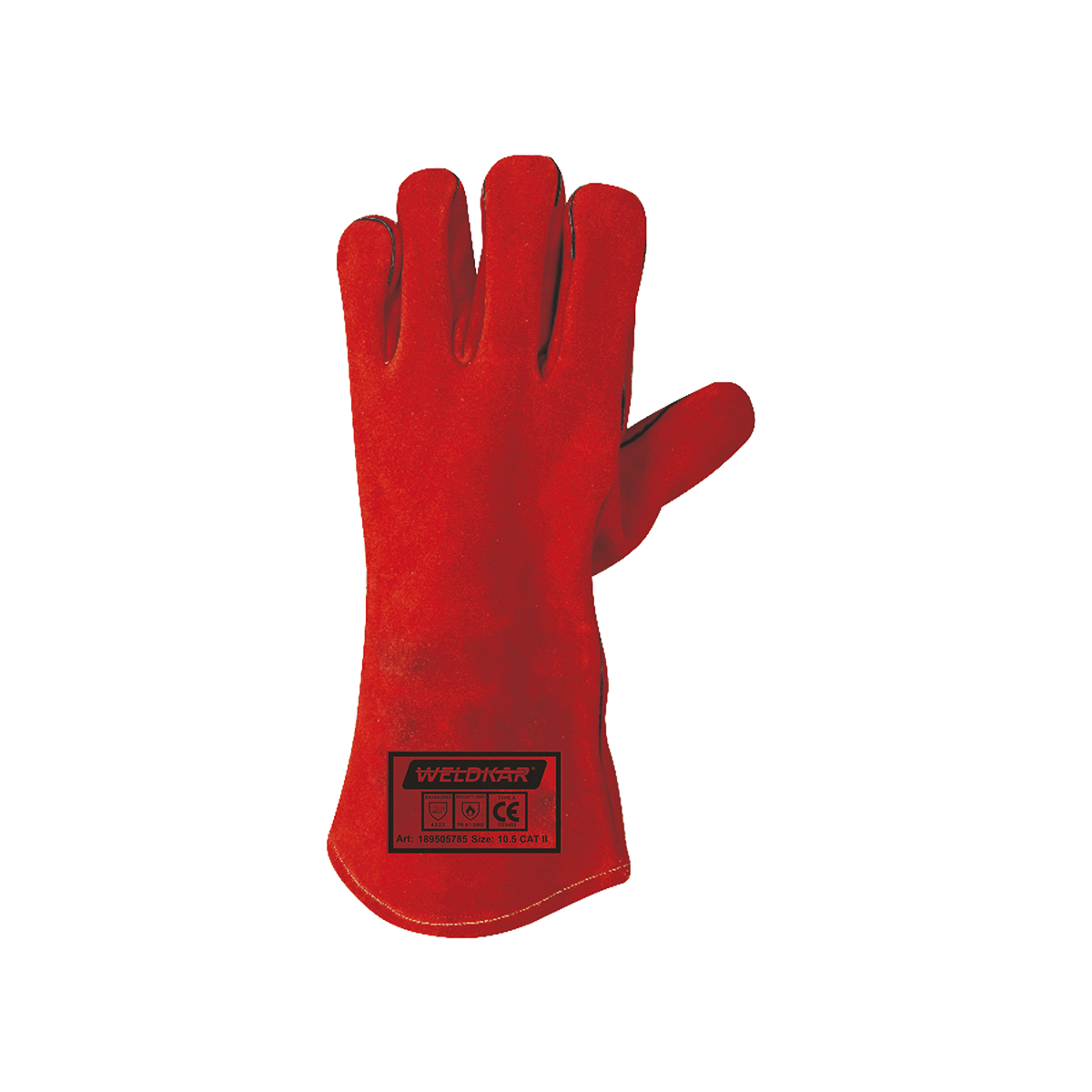Weldkar Lashandschoenen rund-splitleer rood