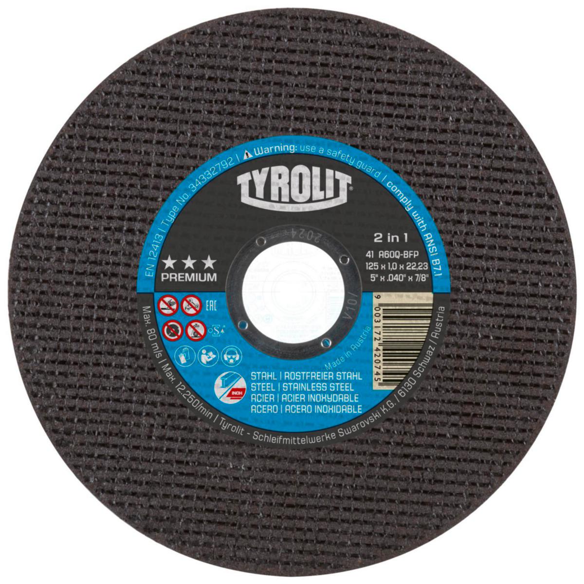 Tyrolit Premium 2in1 Doorslijpschijf 125x1,0x22,23