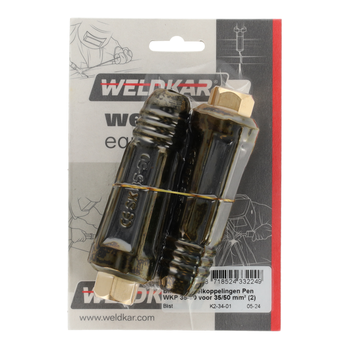 Weldkar kabelkoppeling pen WKP 50 voor 35/50 mm2 2 stuks