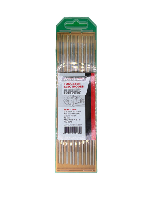 Wolfraam elektrode goud 2.4mm x 175mm 10 stuks