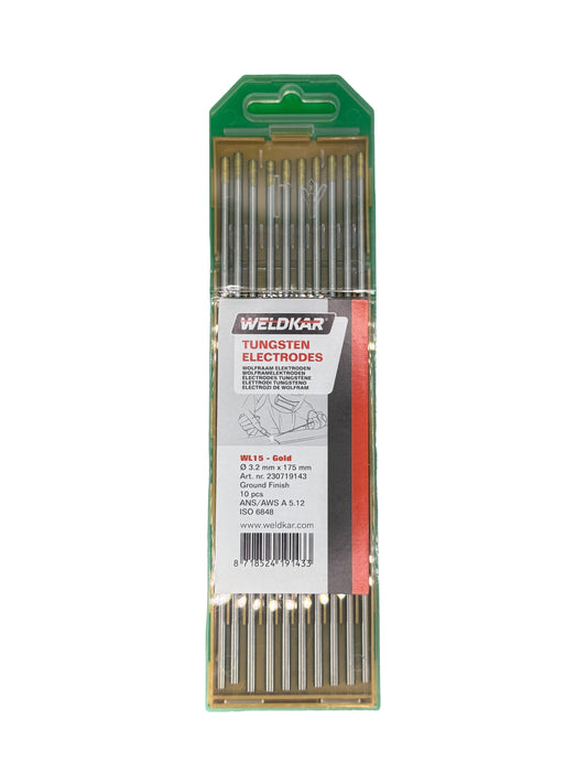 Wolfraam elektrode goud 3.2mm x 175mm 10 stuks