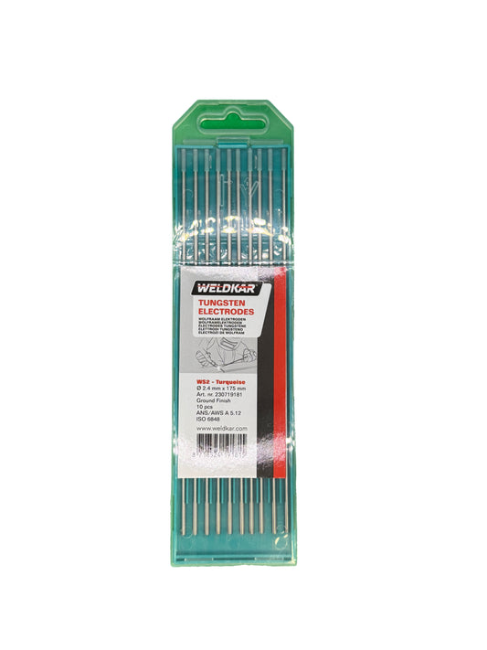 Wolfraam elektrode turquoise 2.4mm x 175mm 10 stuks