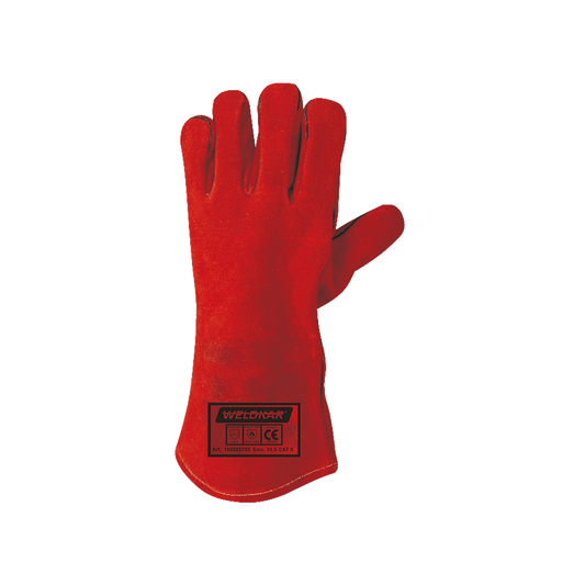 Weldkar Lashandschoenen rund-splitleer rood