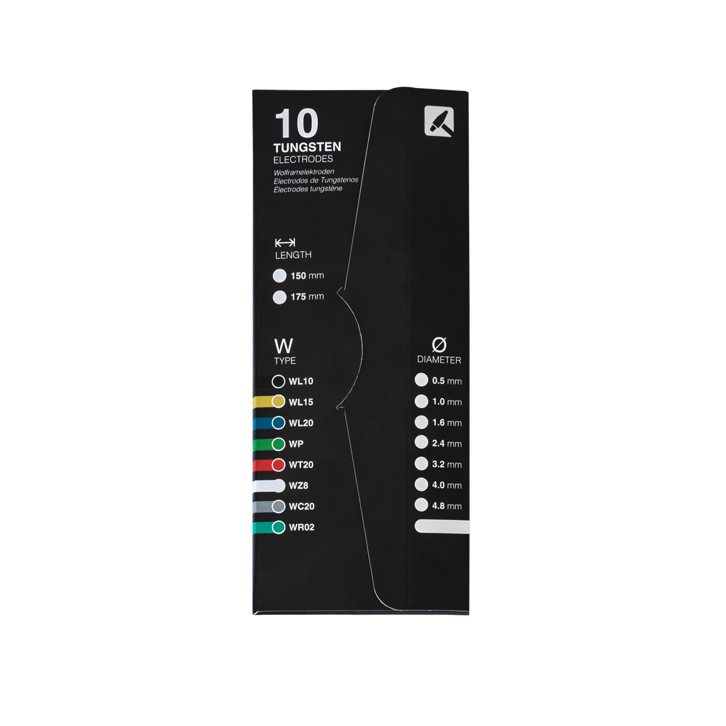 TIGZONE Tungsten grey 2% Cer 3.2 x 175mm (1/8'' x 7'') WC20 (10 stuks)