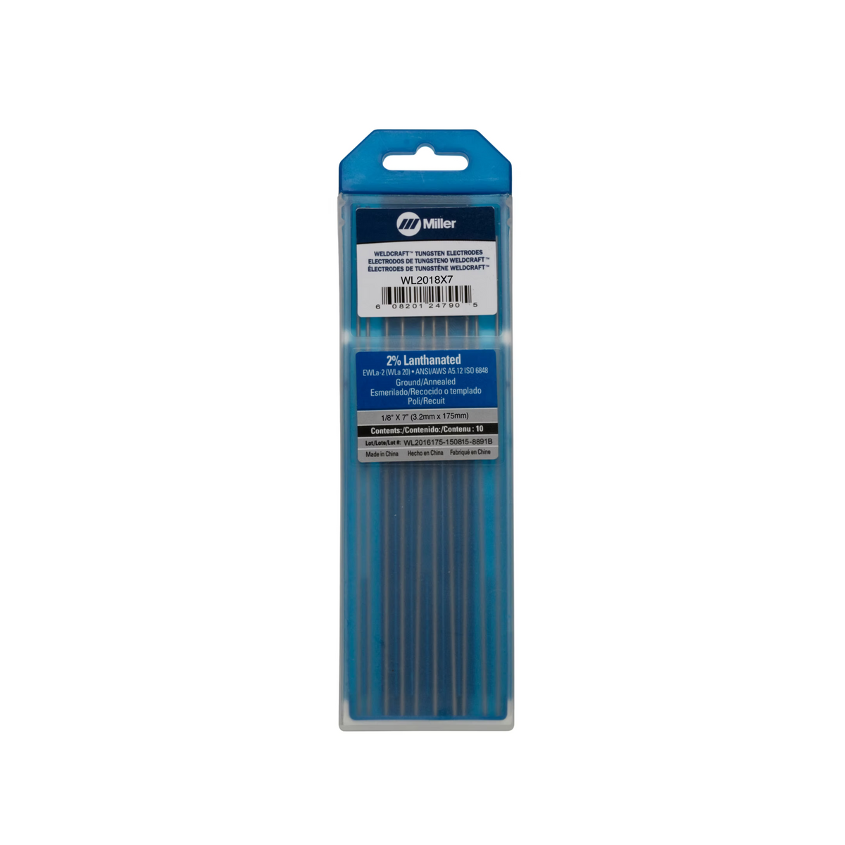 MILLER WELDCRAFT TUNGSTEN 2%LANTH 1/8''x7 -10Pack